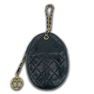Chanel polstasje quilted lamsleer zwart